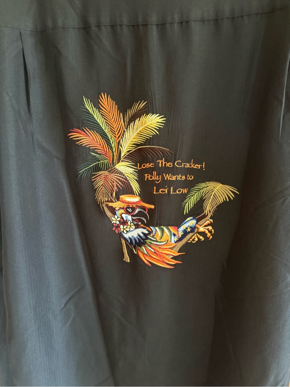Caribbean Black Embroidered Parrot Shirt and Haggar Polo Shirt, Size XL